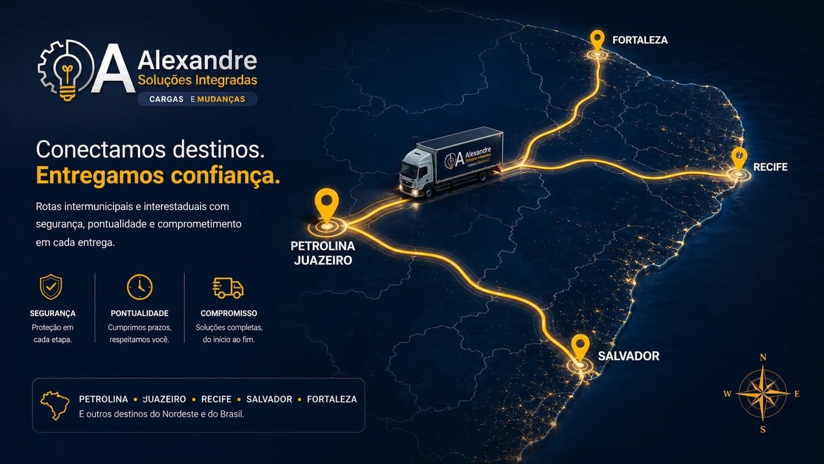 Mapa visual das rotas atendidas pela ASI