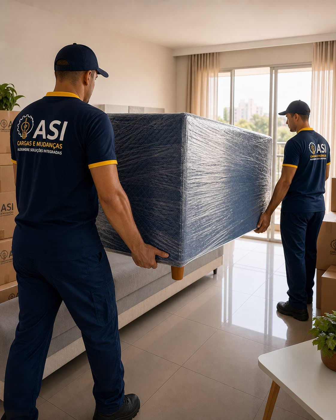 Equipe da ASI carregando móvel protegido para Curaçá