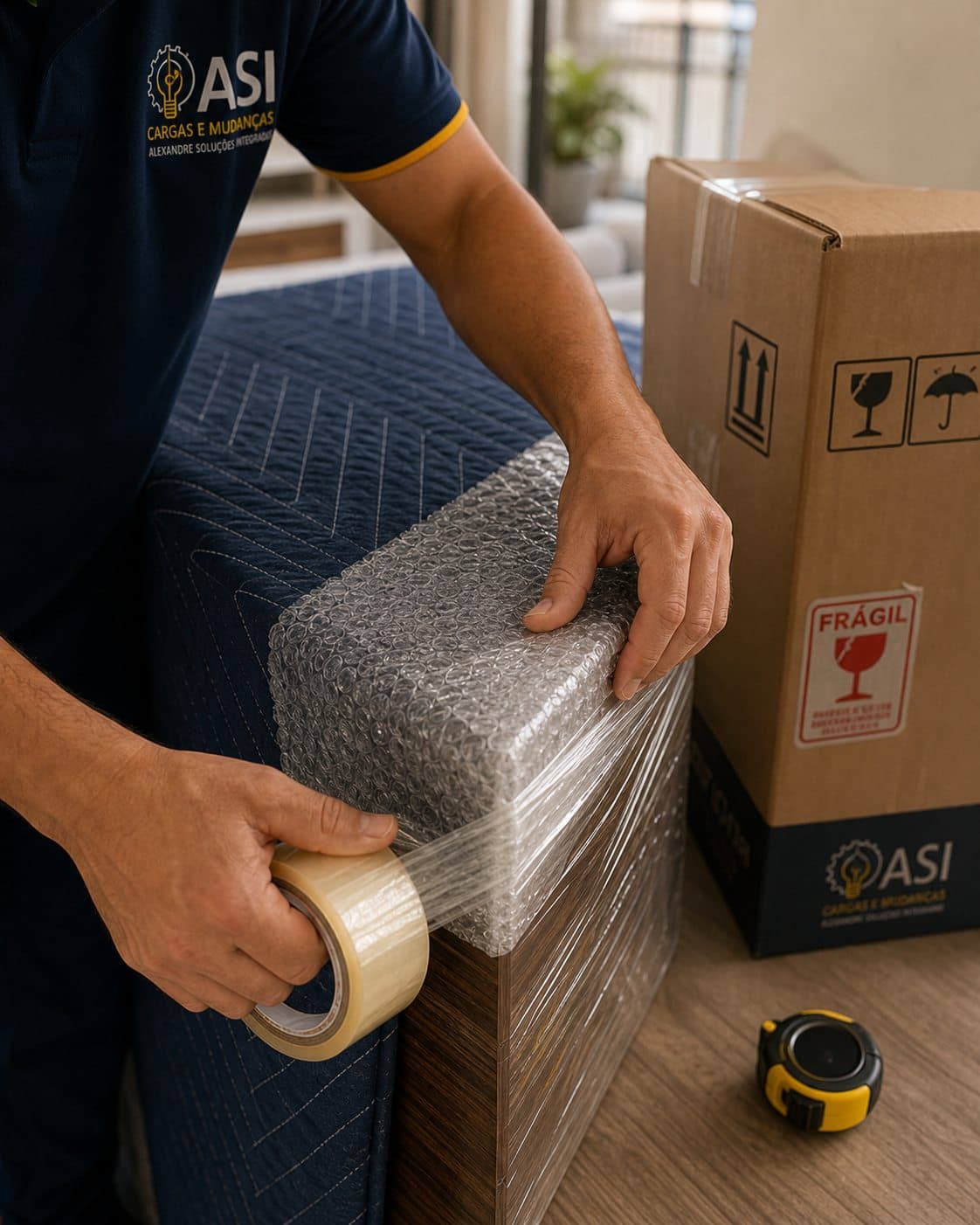 Móvel protegido pela ASI para transporte em mudança